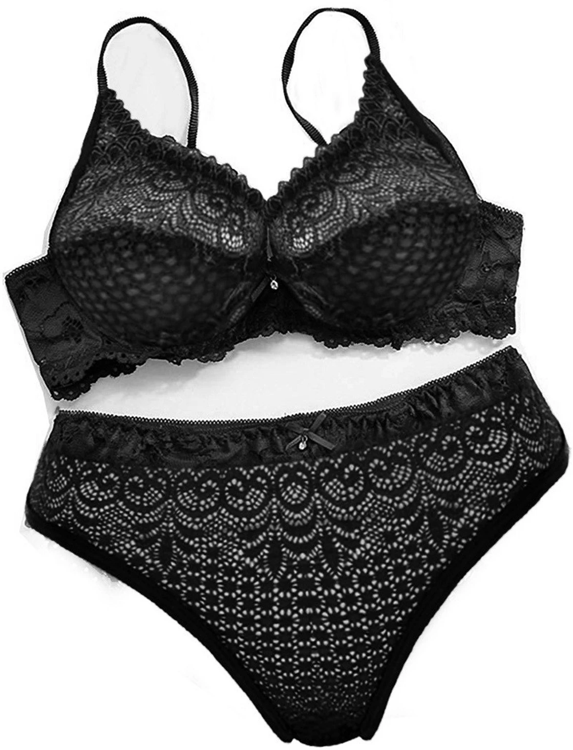 Black Lace Bralette & Panty Set – Elegant Comfort Lingerie