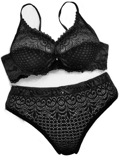 Black Lace Bralette & Panty Set – Elegant Comfort Lingerie