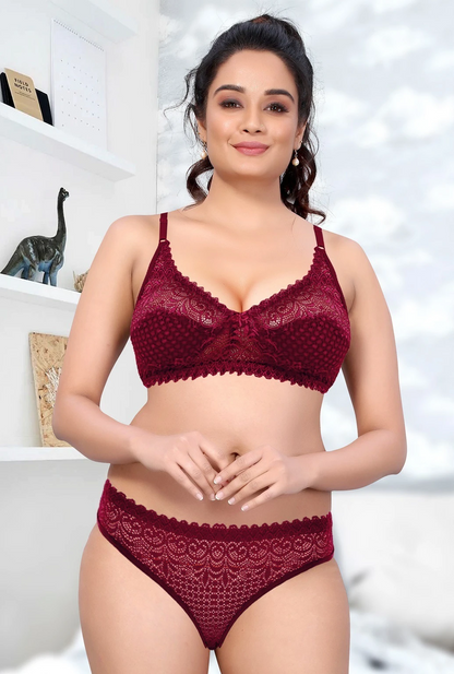 Burgundy Elegance Lace Bra & Panty Set