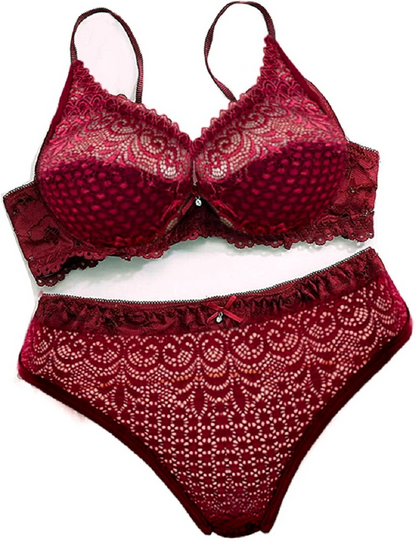 Burgundy Elegance Lace Bra & Panty Set
