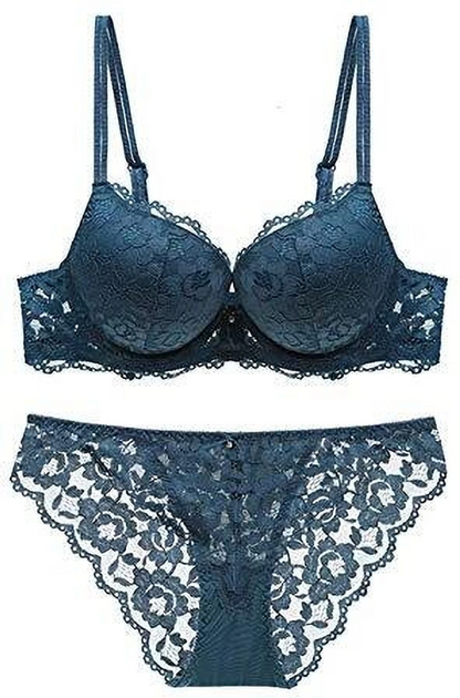 Premium Padded Lace Bra & Panty Set | Underwired Push-Up Lingerie