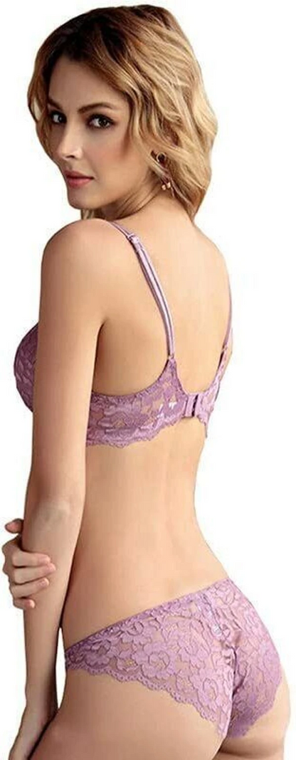 Lavender Floral Lace Padded Lingerie Set