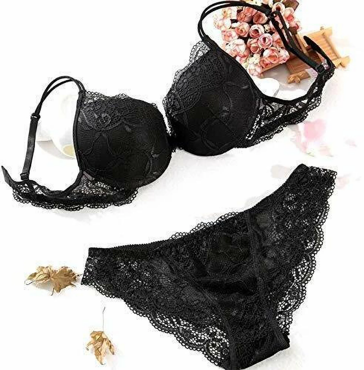 Midnight Luxe Push-Up Lace Bra & Panty Set