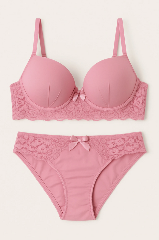 Pink Padded Push-Up Bra & Panty Set