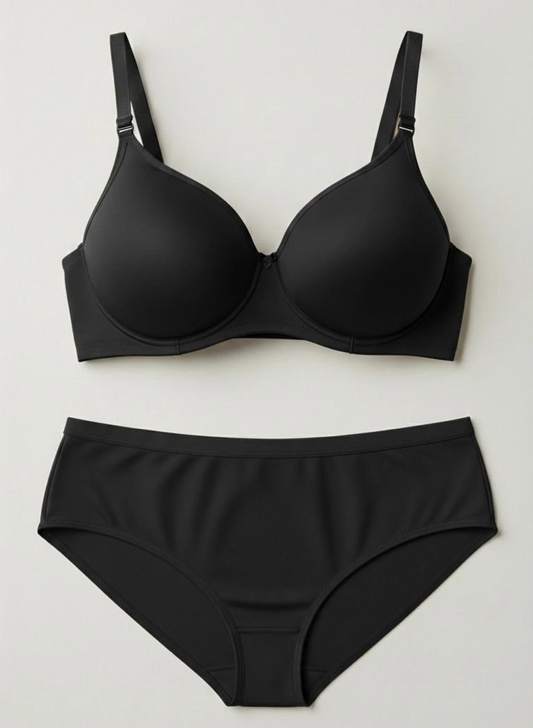 Classic Black Lingerie Set | Lightly Padded Bra & Matching Panty